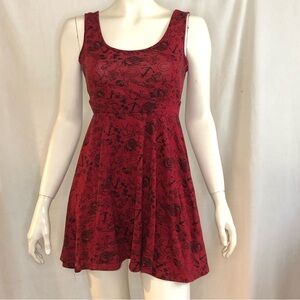 Hot Topic women’s fit and flare red tattoo print mini dress size medium